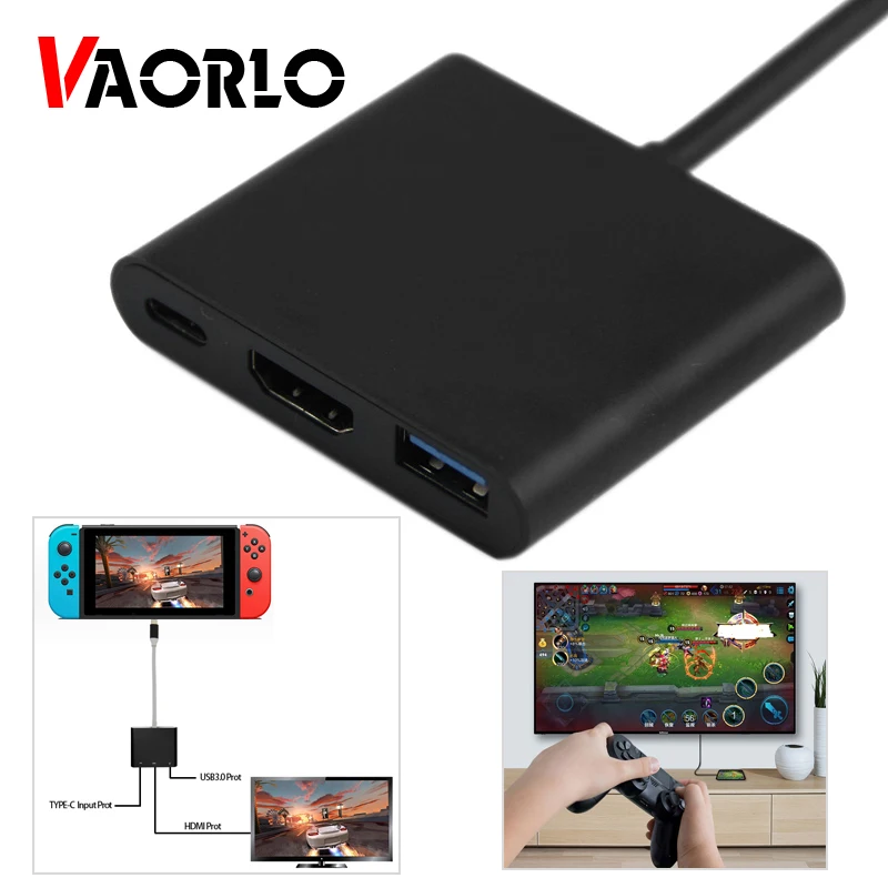 3 в 1 Тип-C HDMI/USB 3,0/Тип-C адаптер конвертер ТВ цифровая 4 K 1080 P Video Converter Для nintendo переключатель PS4 MacBook ПК ТВ