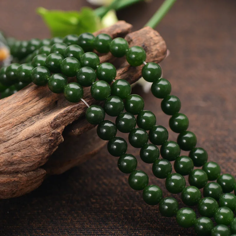 

Joanlyn Grade A Natural Dark Green Jade Beads 6mm 8mm 10mm 12mm Smooth Polished Round 15 Inch Strand JA05