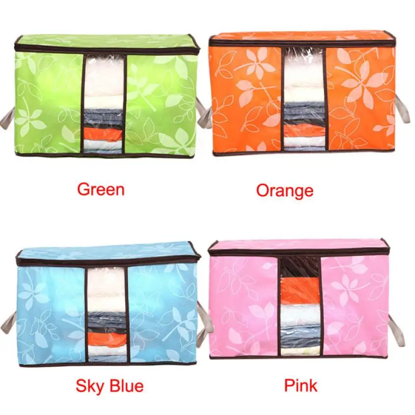 

2018 new Non-woven Portable Clothes Storage Bag Organizer 45.5*51*29cm Folding Closet Organizer For Pillow Quilt Blanket Bedding