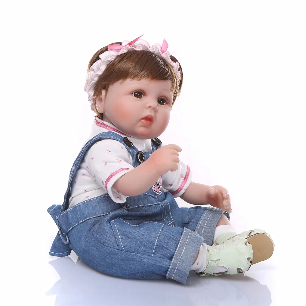 NPK Милые силиконовые куклы Reborn Baby Menina Alive 17 ''кукла для новорожденных с большими глазами Bebe подарок для маленьких девочек