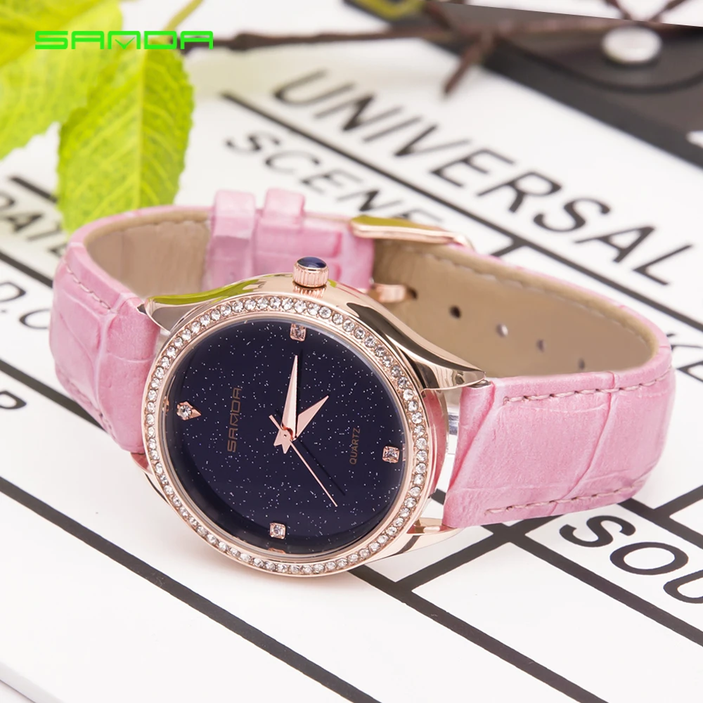 

SANDA Women Watch Luxury Brand Casual Simple Quartz Clock For Ladies Leather Strap Wrist Watches Reloj Mujer