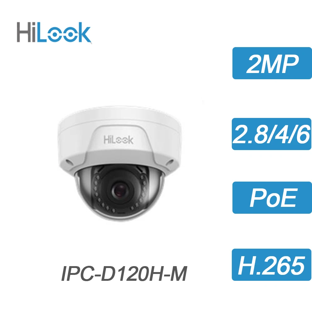 

Hikvision-HiLook 2MP POE IP Security Dome Camera CMOS IP67 IK10 Outdoor/Home Surveillance CCTV Cameras IPC-D120H(-M)