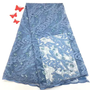 

WHITE Sequins Evening Dress Lace African Quality Sequined Guipure Laces For Wedding 2018 Nigerian Tulle Mesh Net Fabric