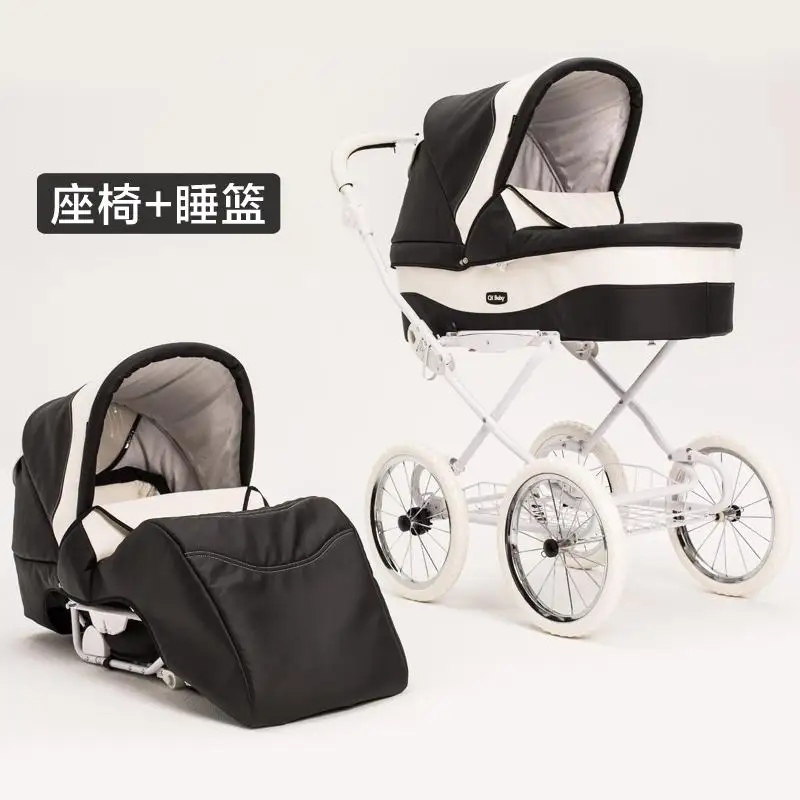 Chbaby/детская коляска; Роскошная коляска; импортная и экспортная; может сидеть и лежать на колесиках - Цвет: black and white