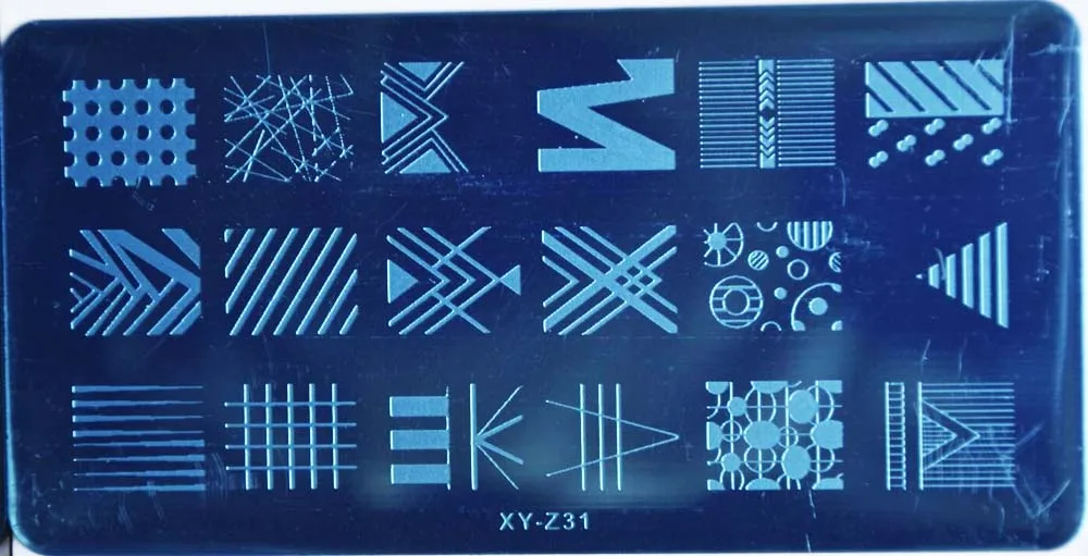 Шаблон для дизайна ногтей металлическая Геометрическая серия микс 20 дизайн геометрическое изображение DIY лак для ногтей штамповка пластины 6*12 см - Цвет: XY-Z31