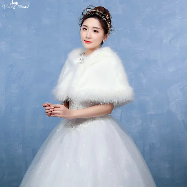 Best Product LZP128 Ladies Cute Rabbit Off White Cloak Winter Wedding Coats For Brides Fur Bolero Women