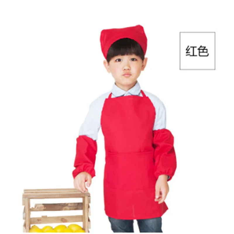 Дети Ремесло приготовления выпечки DIY костюм для рисования ребенка шеф-повара шляпа фартук Манжеты Набор BBB0658 - Цвет: Color 2