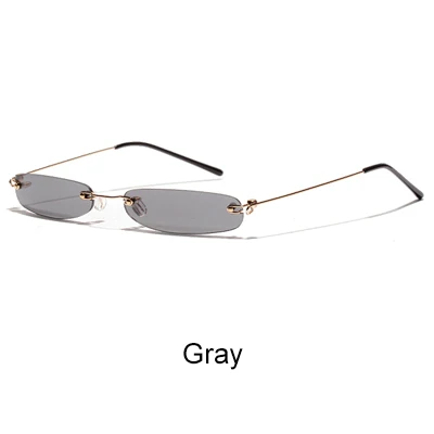 Два Oclock 90s Мини Солнцезащитные очки женские маленькие овальные без оправы тонированные желтые линзы очки Женские винтажные прозрачные маленькие 8813033 - Цвет линз: Серый