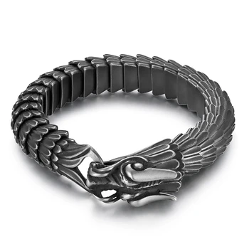 

BONISKISS Men's Punk Bracelets Stainless Steel Man's cool Jewelry Dragon Pattern High-Quality Unique Design Bangle & Bracelets