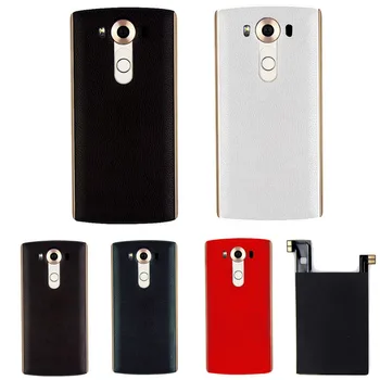 

50pc/Lot Replacement Battery Housing Genuine Leather Back Cover Case For LG V10 with Qi Wireless Charging Receiver NFC LGV2