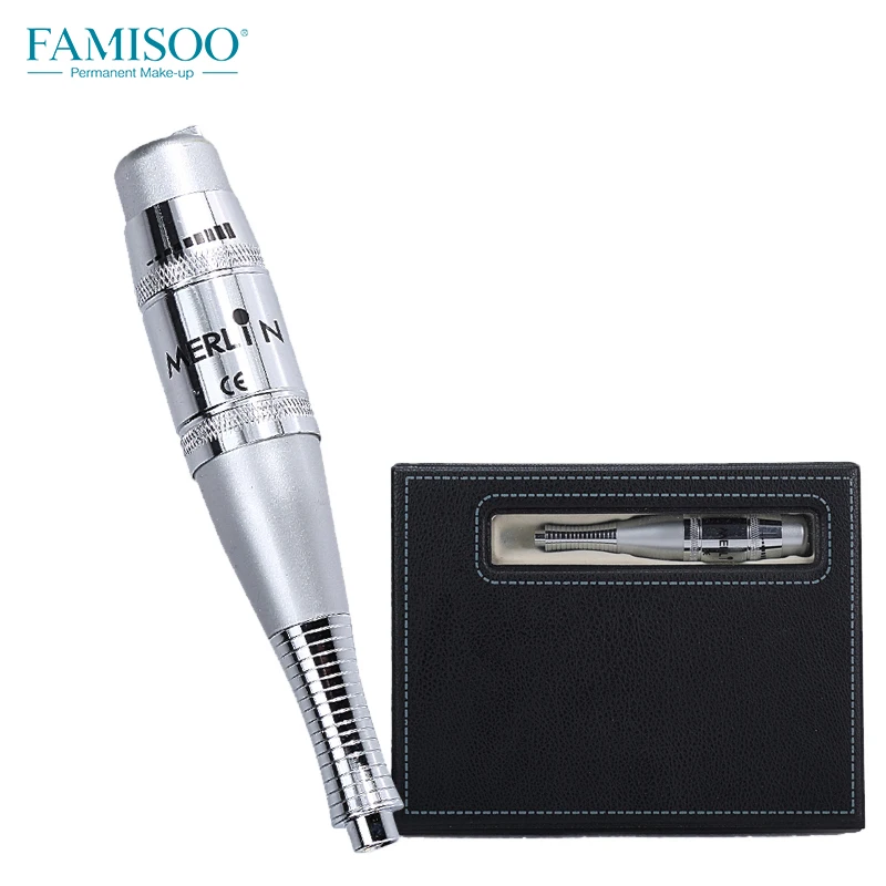 

Merlin Professional Permanent Makeup Machine Pen For Eyebrow Embroidery Silver Color Electric Tattoo Machine Kit with Needles