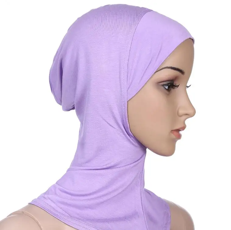 Multicolor Full Cover Soft Modal Muslim Hijab Shawls Swimming Cap Women's Swimming Suit Islamic Underscarf Bikinis Beachwear Cap - Цвет: lavender