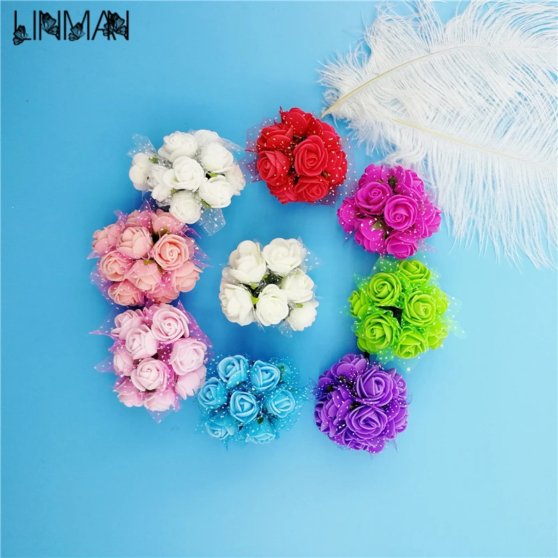 

Colorful Paper Flowers artificial flower 144 head Mini Rose Home Decor for wedding small roses bouquet decoration