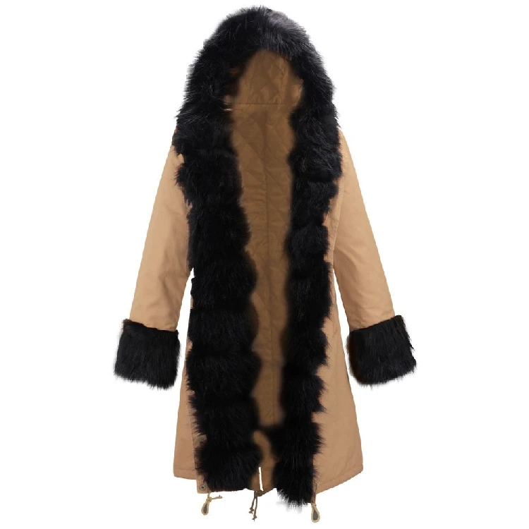 Новинка, Женское зимнее пуховое хлопковое пальто, верхняя одежда, длинная стеганая женская зимняя куртка, толстая Большая Меховая теплая парка с капюшоном, abrigos mujer