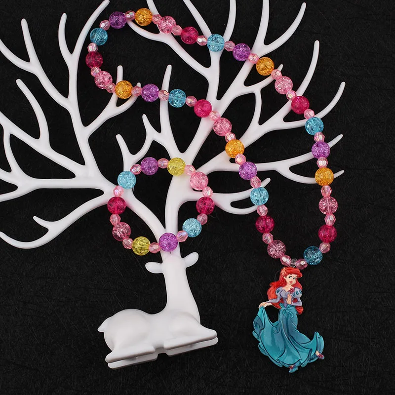 Новое ювелирное ожерелье для маленьких девочек Эльза Анна бусины для детей аксессуары принцессы стиль ожерелье с кулоном Эльза