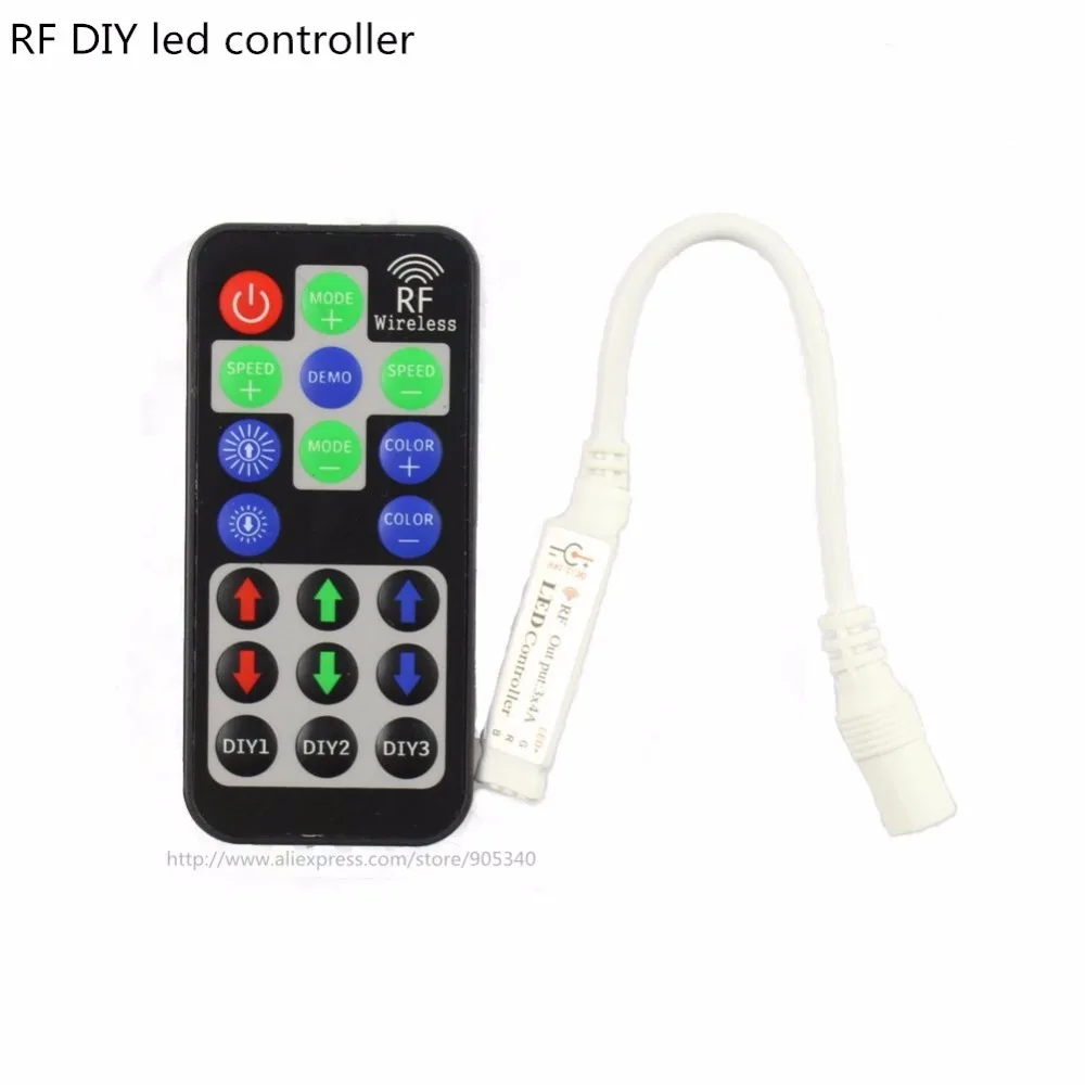 5 * RF Mini RGB 12A DIY 19key Черный пульт управления для RGB 5050 3528 Светодиодные полосы беспроводной DIY Динамический DC 12-24 V с пультом дистанционного