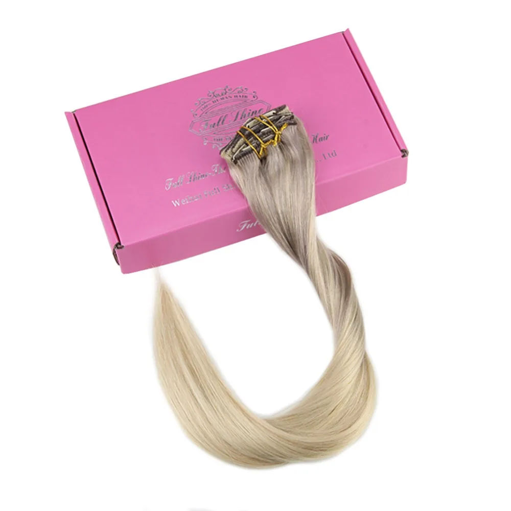 

Full Shine Clip In Extensions Balayage Ombre Color #18 Fading To 22 And 60 Nordic 7Pcs 50g Real Hair Clip Extensions Remy Hair