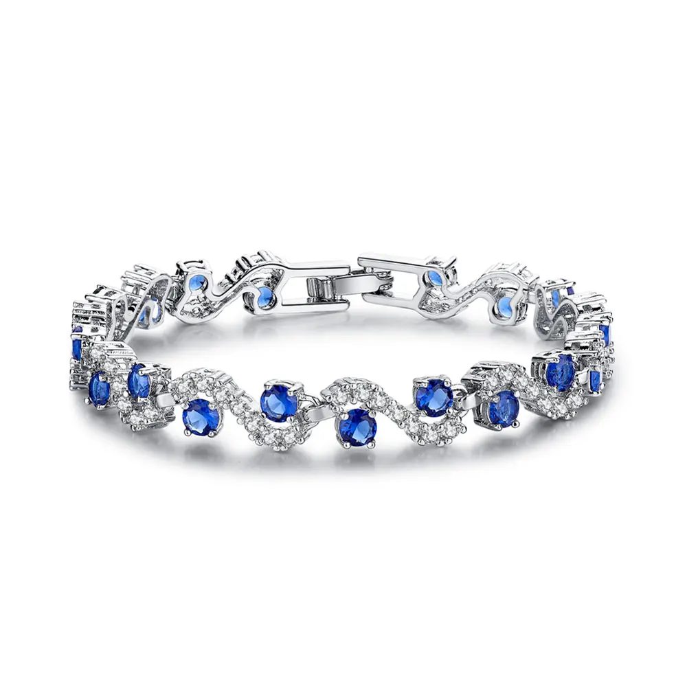 Wholesale (36 pieces/ lot)S shaped Bracelet New Fashion Blue Crystal