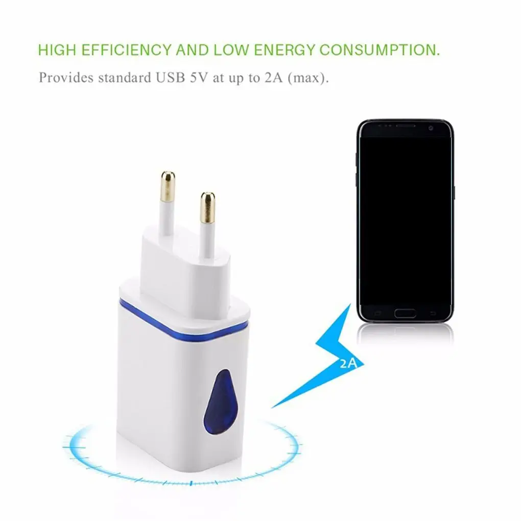 2.1A 5 V المزدوج منافذ USB مصباح ليد شاحن يو اس بي محول حائط الهاتف المحمول مايكرو البيانات قابس شحن