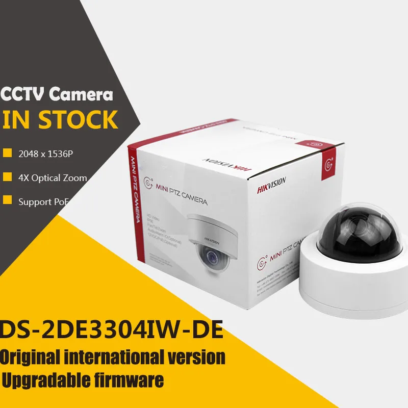 imágenes para Envío gratis Inglés versión DS-2DE3304W-DE 3MP Red Mini Cámara PTZ POE zoom óptico 4X IP67 IK10 no IP CCTV cámara IR imágenes para Envío gratis Inglés versión DS-2DE3304W-DE 3MP Red Mini Cámara PTZ POE zoom óptico 4X IP67 IK10 no IP CCTV cámara IR