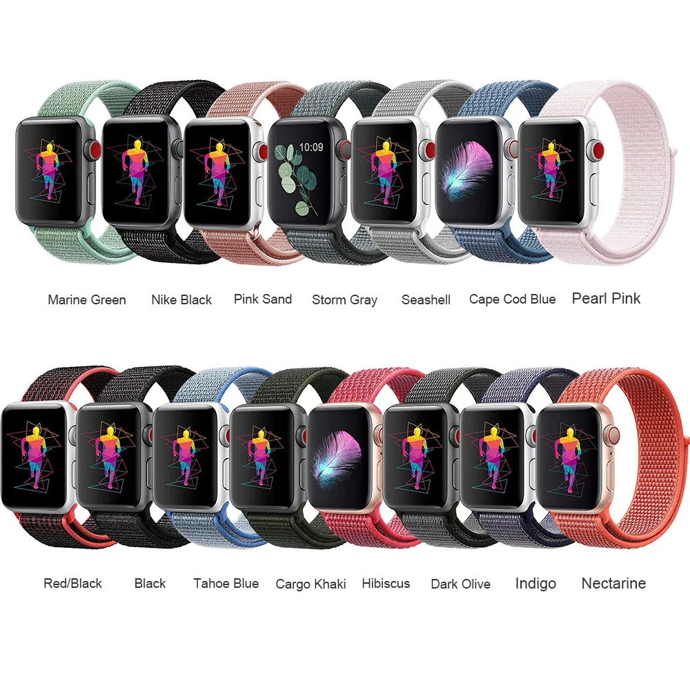 Ремешок для наручных часов Apple Watch серии 3/2/1, 42 мм, 38 мм, версия тканый нейлоновый ремешок из мягкой дышащей ткани Сменные Ремешки для наручных часов iWatch серии 4 5, 42 мм, 38 мм