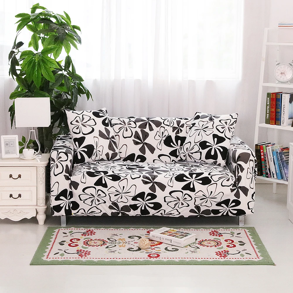 Dark Green Pastoral Leaves Print Sofa Covers Slipcover Stretch Elastic Spandex/Polyester Chair Loveseat L Shape Sectional