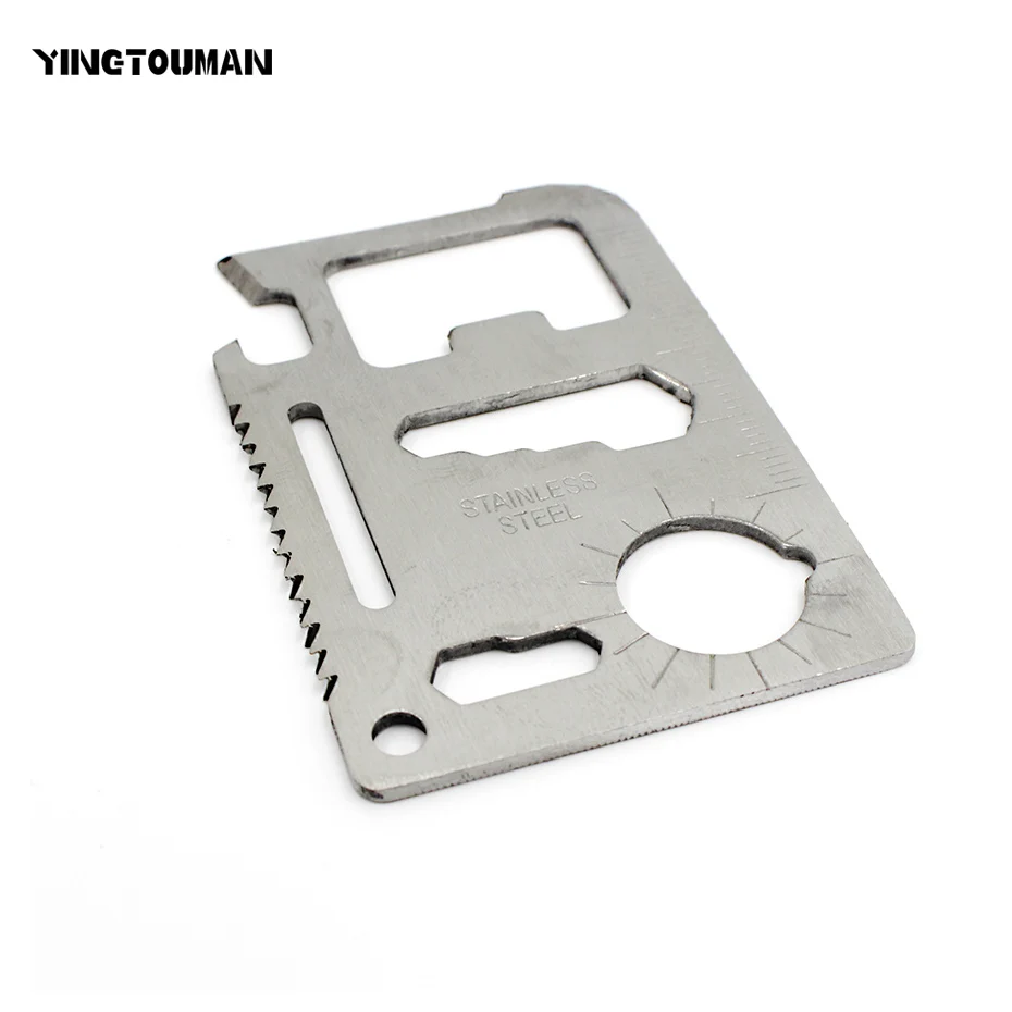 

YINGTOUMAN 11 in 1 Multifunction Outdoor Hunting Survival Camping Pocket Military Credit Card Knife Silver