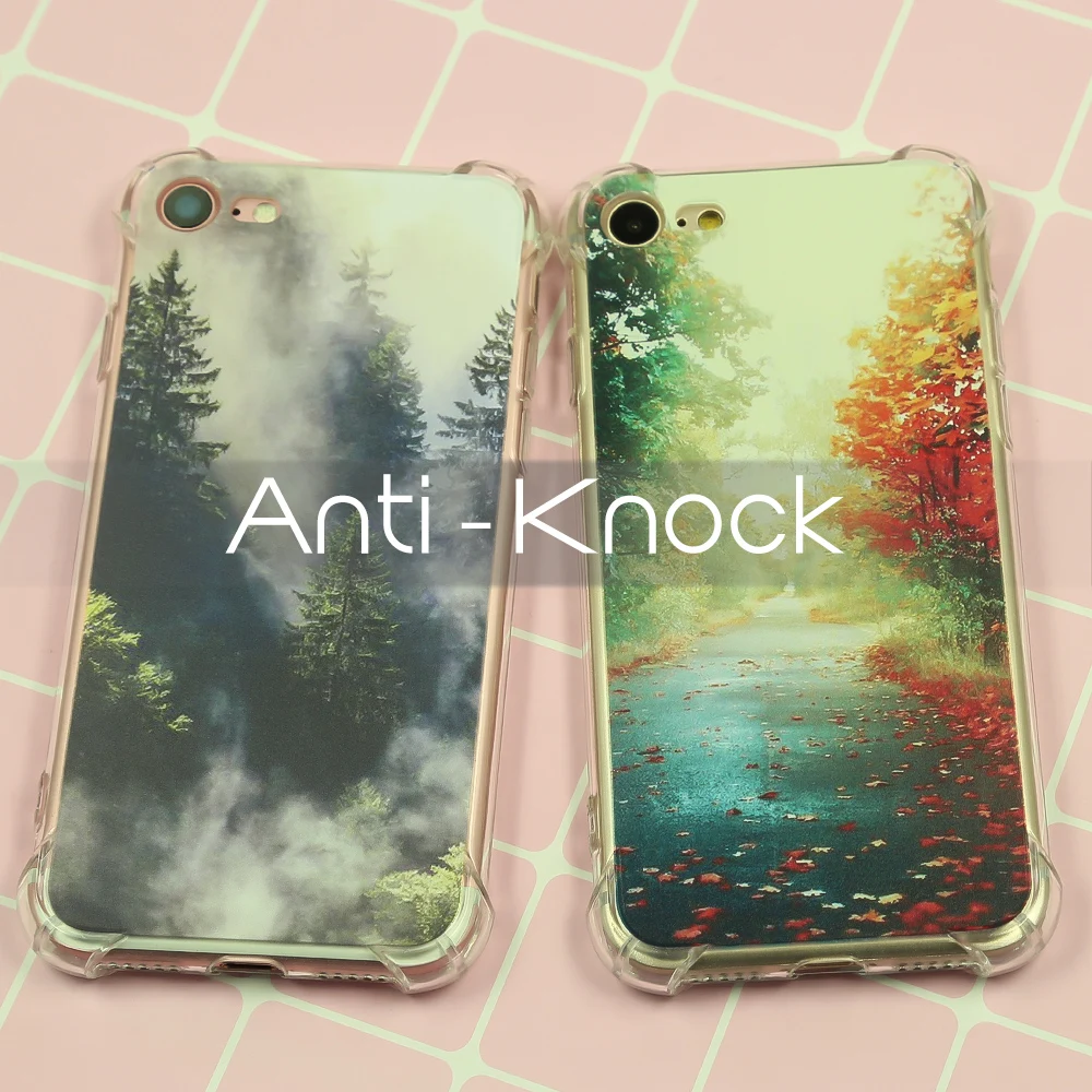 

CROWNPRO Anti Knock Cover TPU For iPhone X Phone Case 5s SE Soft for iPhone 6s 7 8 6 Plus Pretty Print Tree for iPhone7 Back TPU