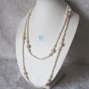 

52" 4-10mm White Graduated Freshwater Pearl Necklace Strand Cultured
