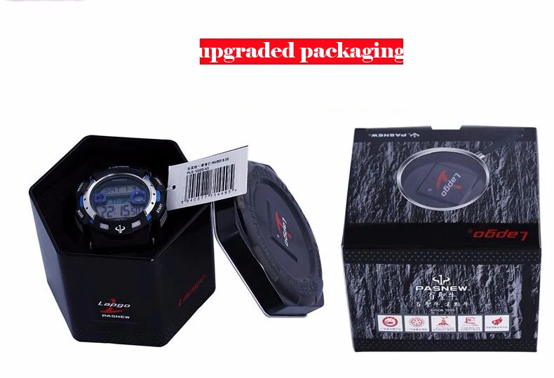 Pasnew двойной дисплей Multi-functional электронная Мода Световой для мужчин спортивные часы студентов Военная Униформа дайвинг часы PLG-1015AD