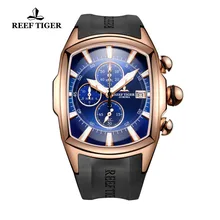 Риф Тигр/RT Топ бренд Роскошные спортивные часы для мужчин розовое золото синий циферблат Профессиональный Стоп Часы Водонепроницаемый RGA3069-T