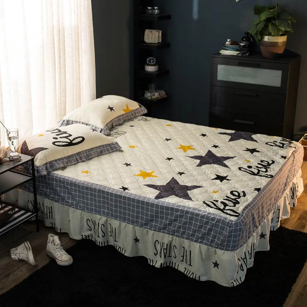 100 القطن مبطن طقم سرير (المعزي غطاء مبطن Bedskirt المخدة) 4 قطعة بياضات سرير 100 القطن مبطن طقم سرير (المعزي غطاء مبطن Bedskirt المخدة) 4 قطعة بياضات سرير