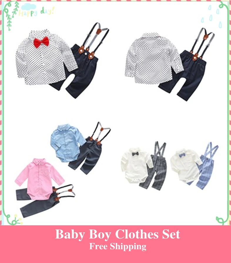 

Boy Shirt Newborn Baby Boy Clothes Set Baby Rompers Star Shirt Red Bow Tie Fashion Bib Set Fashion Baby Boy Gentleman Set