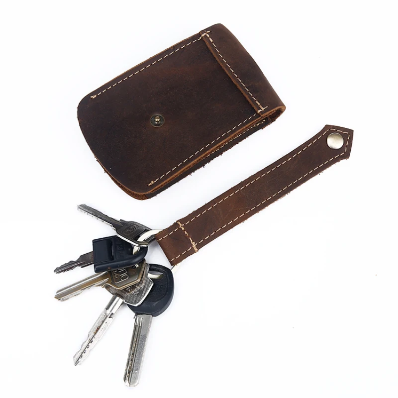 KACDYSI, ручной работы, винтажный кожаный мужской кошелек для ключей от машины, Ретро стиль, мужской чехол для ключей, сумка на талию, ключница