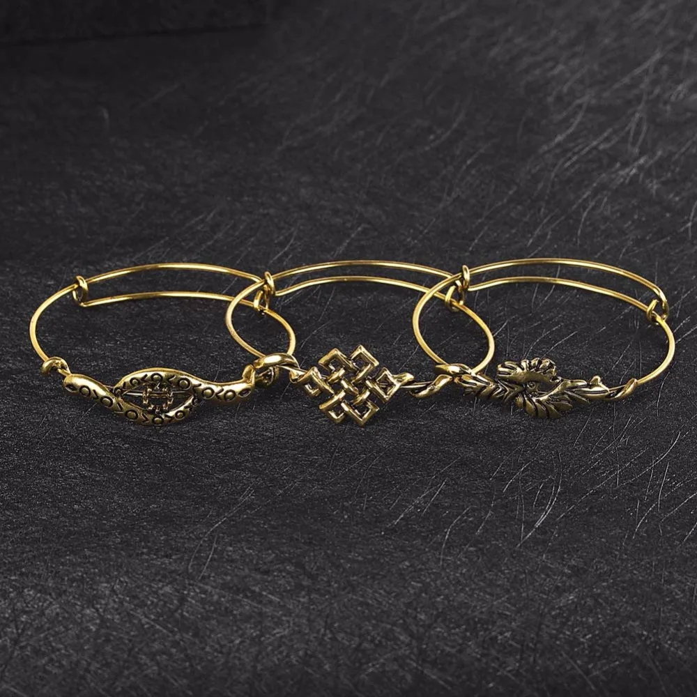 

Summer love Mix Style Retro Wire Expandable Bracelets Men Jewelry Bronze Adjustable Bangle&Bracelet for Women Dropshipping