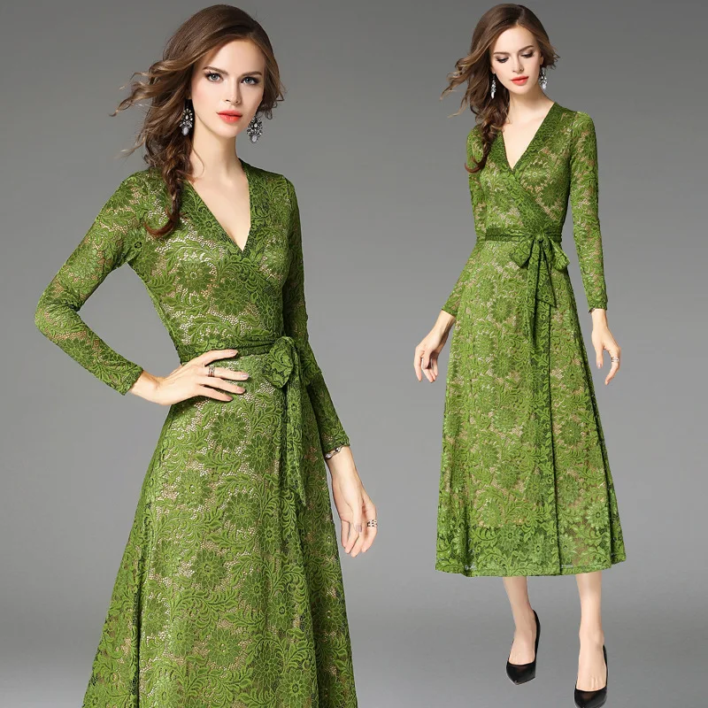 

La MaxZ Office Lady A-Line Women Dress Autumn Mid-Calf Dresses Vestidos
