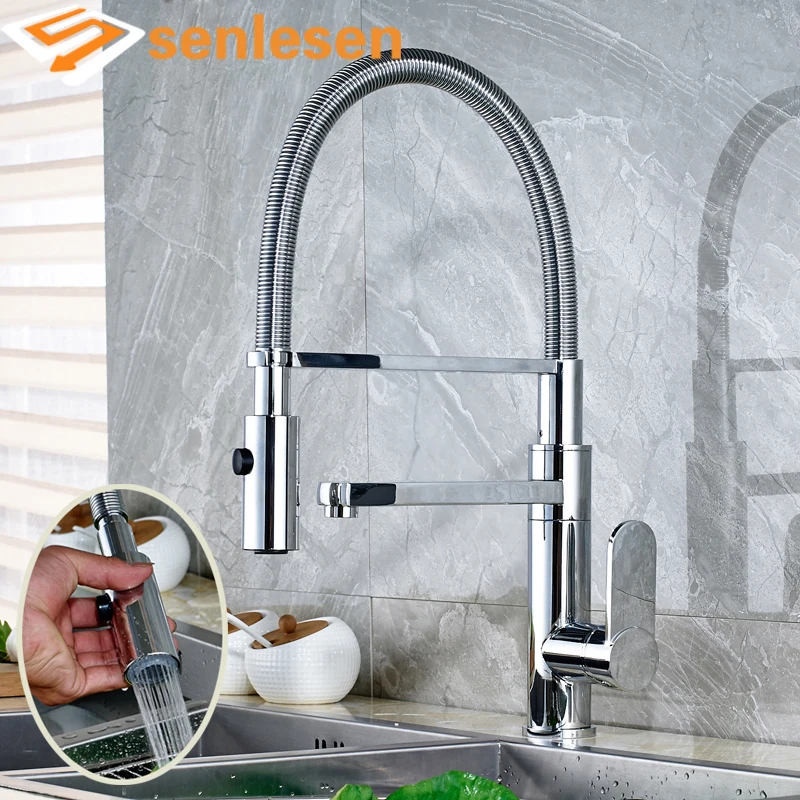 

Wholesale and Retail Chrome Finish Kitchen Sink Mixer Faucet with Dual Functions Sprayer