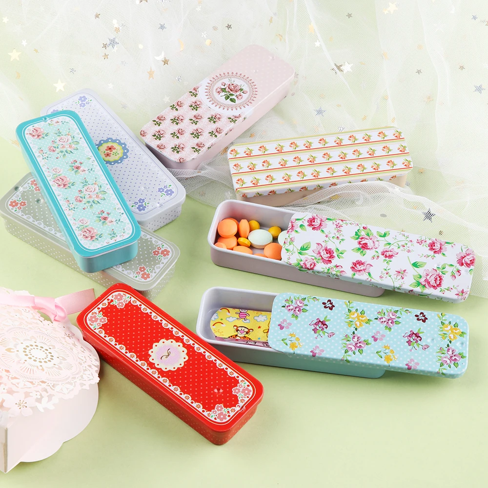 

Mini Rectangular Slide Cover Mini Iron Box Xylitol Storage Box Wedding Jewelry Pill Cases Portable Tin Boxs Container