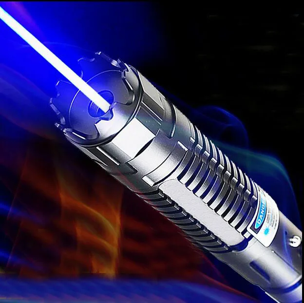 

NEW High Powered Strong Blue laser pointer 450nm 100000m SOS Flashlight LAZER Torch Focus light burning match Hunting star caps