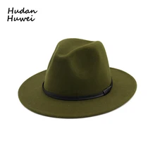 Женские и мужские шерстяные войлочные шляпы-федоры шляпа с прямыми веревками Европейская и американская плоская шляпа с полями для формальной вечеринки Джаз фетровая шляпа Трилби 11 цветов GH-437