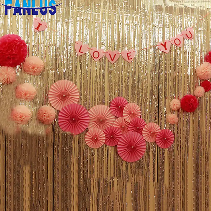 200cm Colorful Foil Fringe Tinsel Rain Curtains Wedding Backdrop