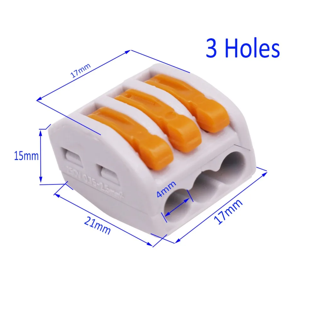 100 шт. 2 3 5 разъем отверстия универсальные строительные клеммные блоки Номинальное напряжение 400 в 0,75-2,5 мм2 Электрооборудование