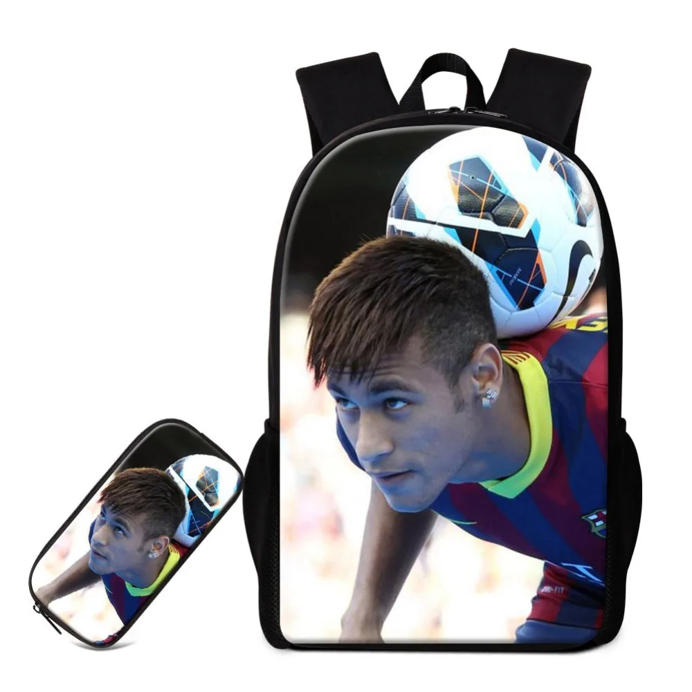Neymar Backpack Footballs Printed School Bag for Boys Children Traveling Bookbag Soccers Pencil Case Cool Satchel Mochila Girls