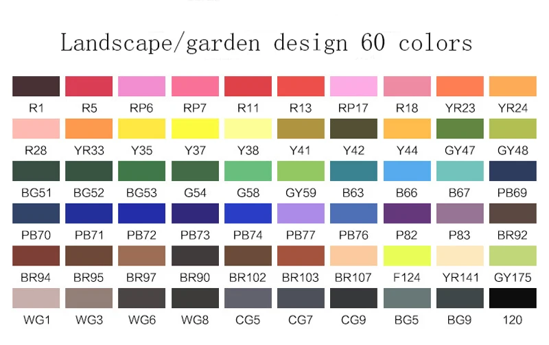 Превосходный набор маркеров с двумя головками для художников, 170 цветов, большое значение, гладкий дизайн, маркер, анимация, эскиз, копические маркеры для рисования - Цвет: 60 landscape