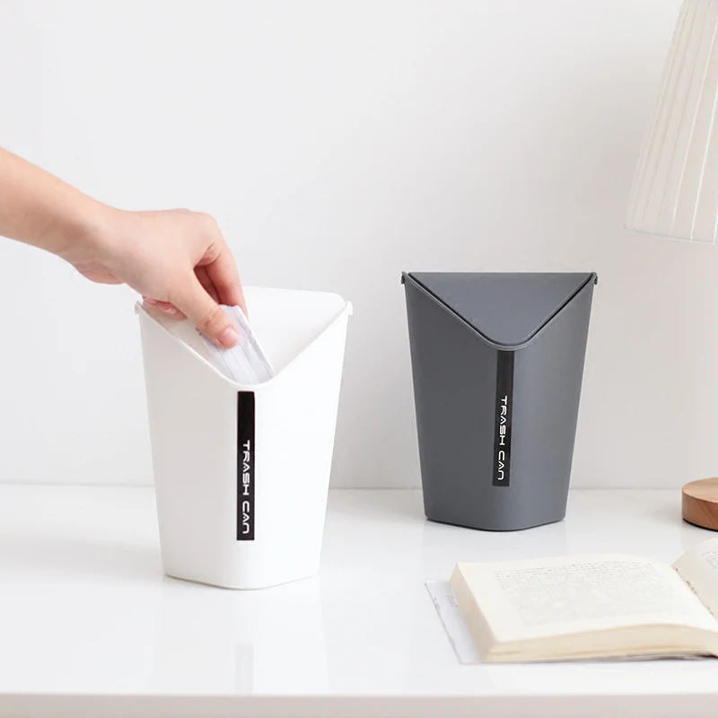 

2 Size Creative Fashion Home Use/Office Desktop Mini Plastic Trash Can Kitchen Bathroom Corner Waste Bins Cleaning Accessories