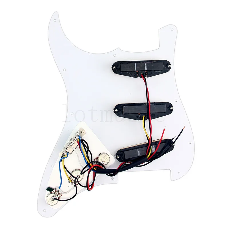 Kmise электрогитара загружена Prewired Pickguard царапин пластины звукосниматели для Fender Strat части 3 слоя SSS белый