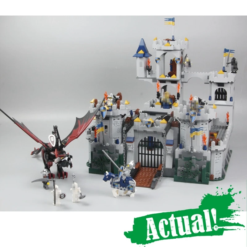 

Lepin 16017 Fantasy Era King`s Castle Siege Dungeon Dragon Knights Skeletons Building Blocks Bricks Toy For Kids Compatible 7094