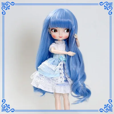 22 см окружность головы 30 см длина 1/6 BJD кукла парик SD/BJD женский BBGirl кукла парик аксессуары для волос Макияж Игрушки для девочек - Цвет: Blue