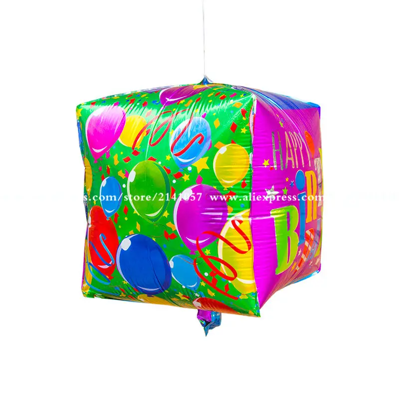 New arrival 20pcs/lot square cube happy birthday foil mylar balloons