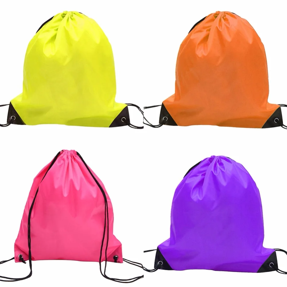 School Sport Travel Shoes Bag Nylon Drawstring Rope Backpack Bundle Gym